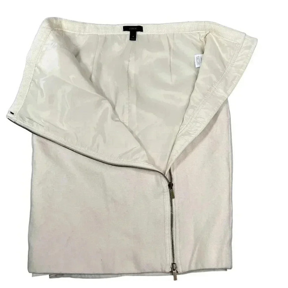 J Crew 4 Women 100% Wool Neutral Pencil Skirt Asymmetrical Zipper Pocket Career - Picture 8 of 15